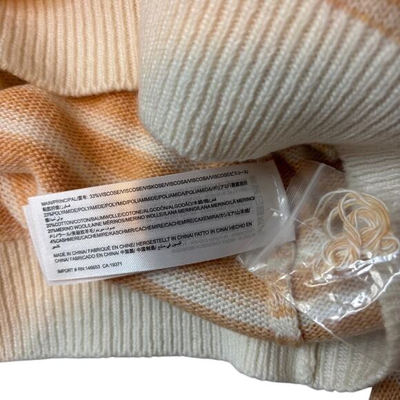 Keepsake Striped Peach Cream Sweater M NWT | Merino Wool Cashmere Knit - Picture 4 of 4